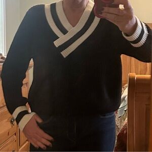Calvin Klein Jeans Black & Cream V-Neck Sweater Like New!